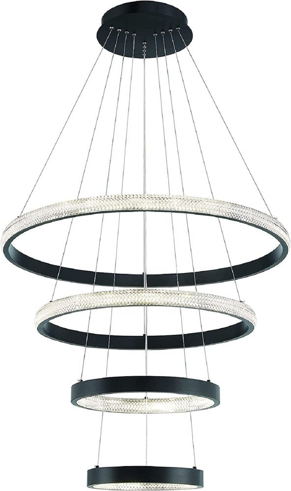 Black Candle Style Four Light Metal LED Dimmable Chandelier — view 6