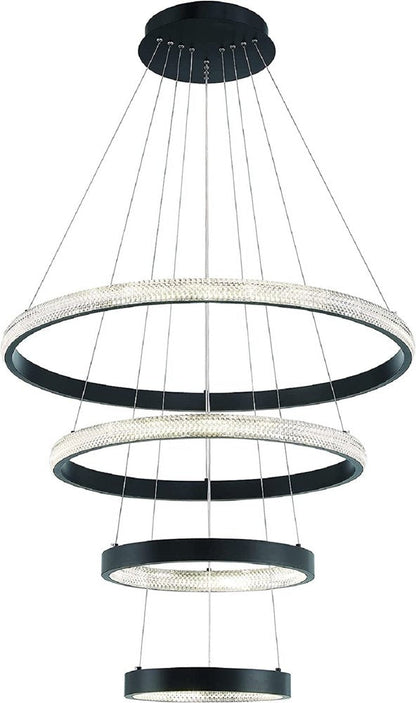 Black Candle Style Four Light Metal LED Dimmable Chandelier