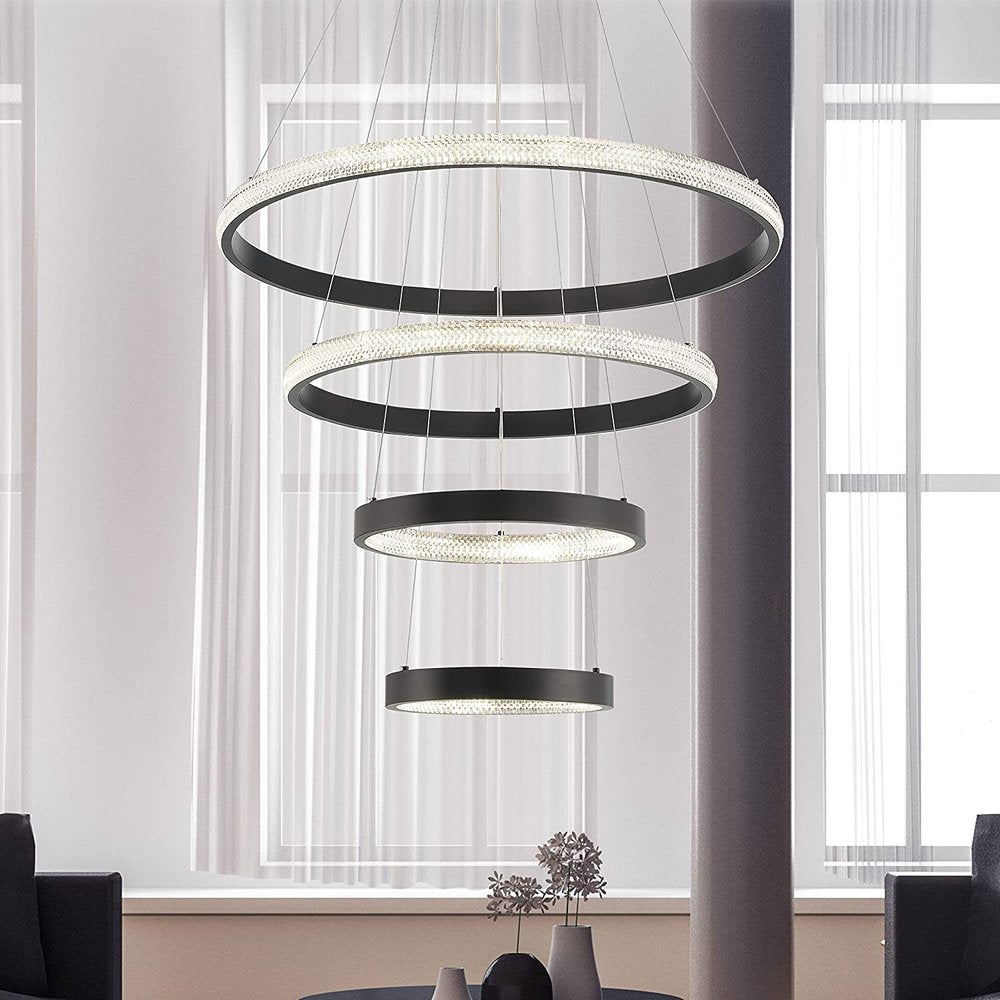 Black Candle Style Four Light Metal LED Dimmable Chandelier — view 2