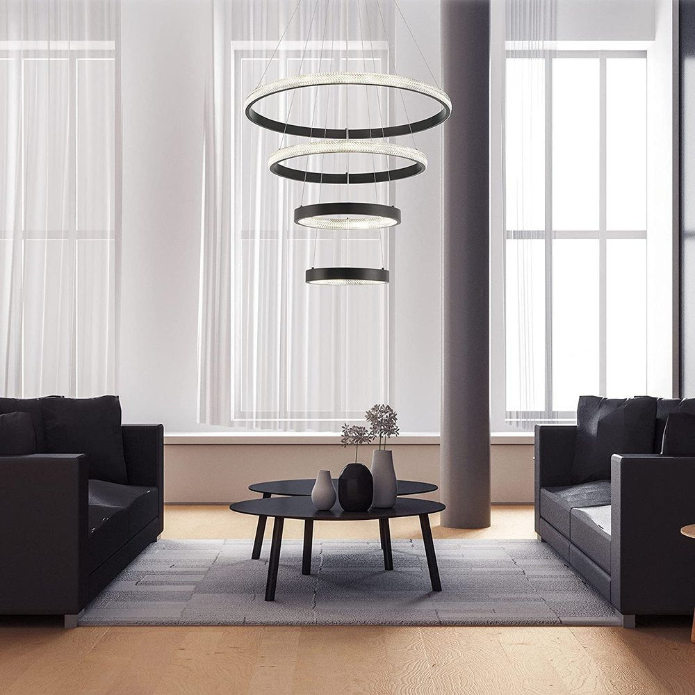 Black Candle Style Four Light Metal LED Dimmable Chandelier — view 4