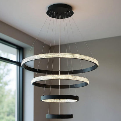 Black Candle Style Four Light Metal LED Dimmable Chandelier