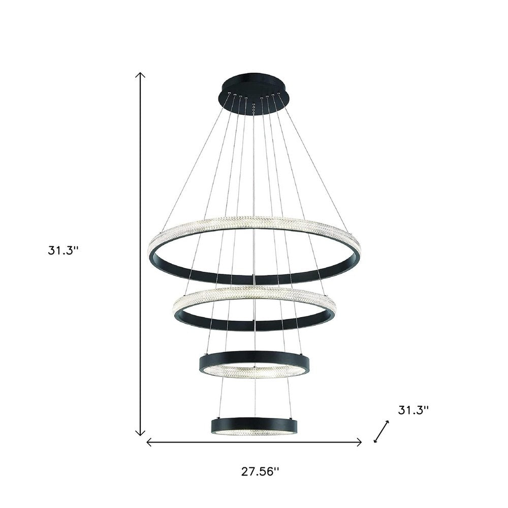 Black Candle Style Four Light Metal LED Dimmable Chandelier — view 8