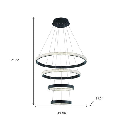 Black Candle Style Four Light Metal LED Dimmable Chandelier