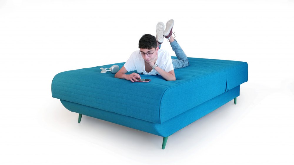 Turquoise Full Adjustable Upholstered Polyester No Bed Frame with Mattress HomeRoots