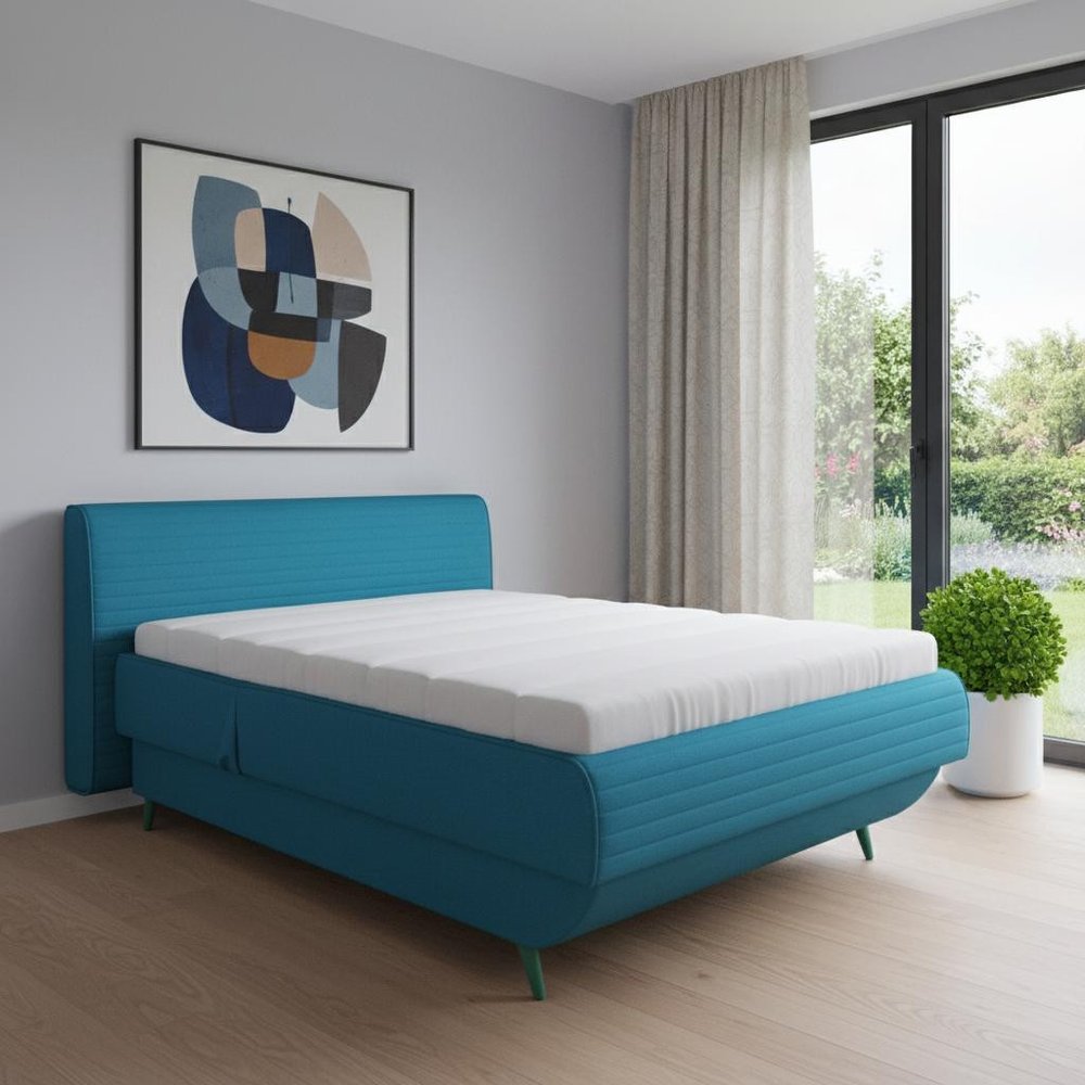 Turquoise Full Adjustable Upholstered Polyester No Bed Frame with Mattress HomeRoots