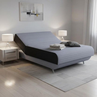 Light Gray Full Adjustable Upholstered Polyester No Bed Frame with Mattress HomeRoots
