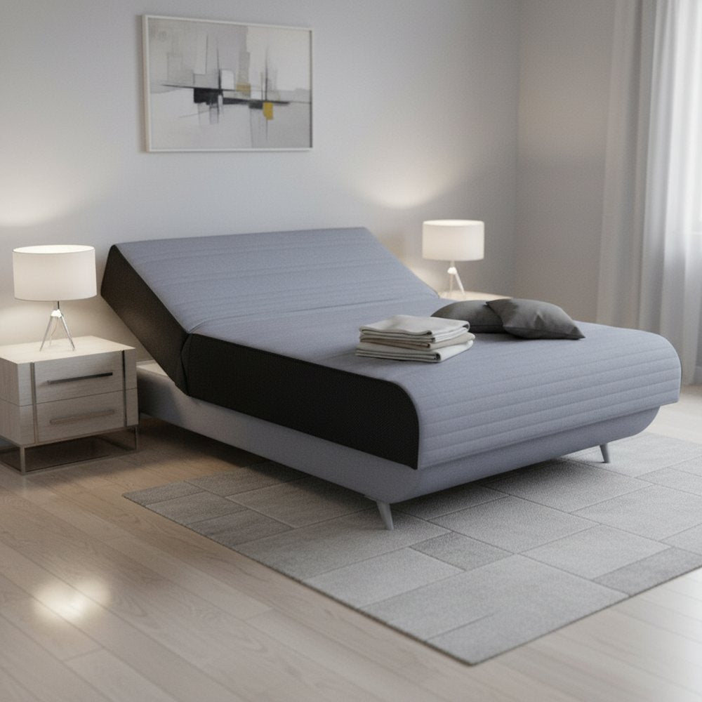 Light Gray Full Adjustable Upholstered Polyester No Bed Frame with Mattress HomeRoots