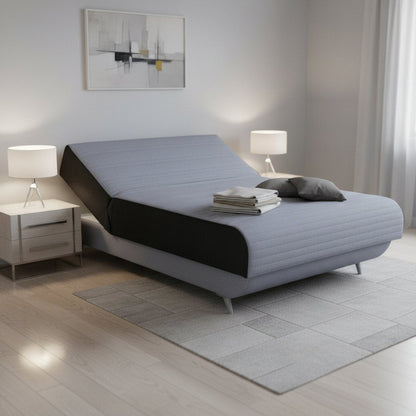 Light Gray Full Adjustable Upholstered Polyester No Bed Frame with Mattress HomeRoots