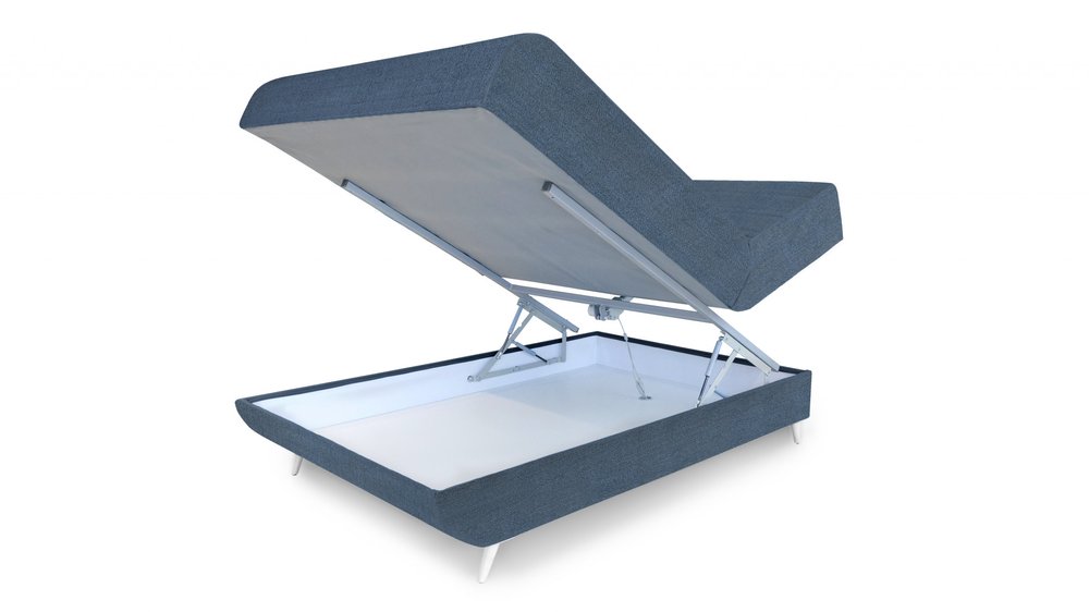 Blue Jeans and Blue Full Adjustable Upholstered Polyester No Bed Frame with Mattress HomeRoots