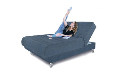 Blue Jeans and Blue Full Adjustable Upholstered Polyester No Bed Frame with Mattress HomeRoots