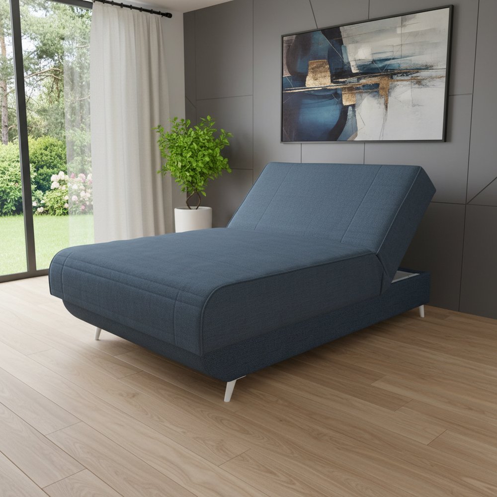 Blue Jeans and Blue Full Adjustable Upholstered Polyester No Bed Frame with Mattress HomeRoots