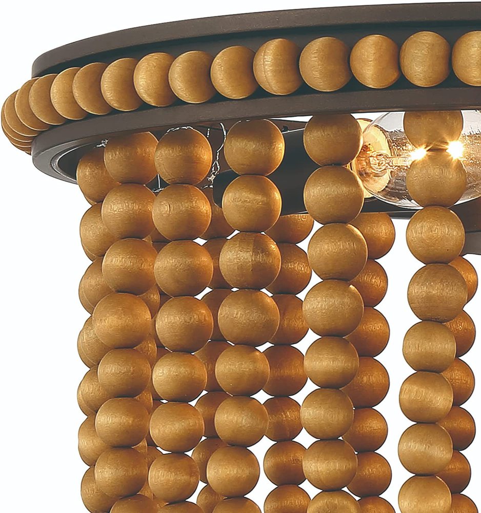 Brown And Black Unique Statement Two Light Metal Dimmable Flush Chandelier — view 5