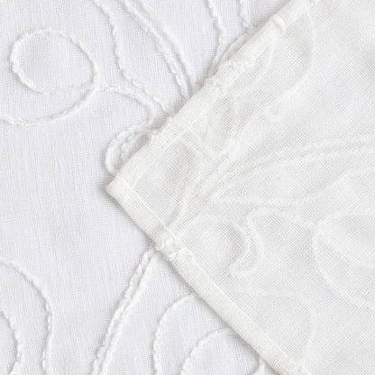 72" White Floral Faux Linen Shower Curtain With Embroidery HomeRoots