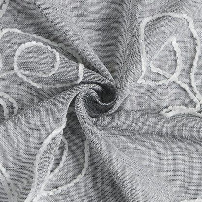 72" Gray Floral Faux Linen Shower Curtain With Embroidery HomeRoots