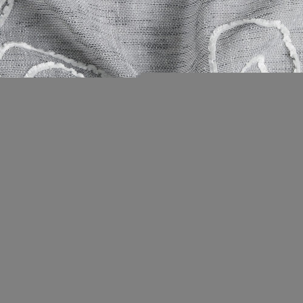 72" Gray Floral Faux Linen Shower Curtain With Embroidery HomeRoots