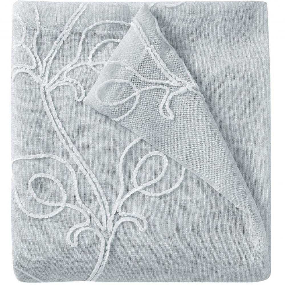 72" Gray Floral Faux Linen Shower Curtain With Embroidery HomeRoots