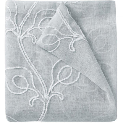 72" Gray Floral Faux Linen Shower Curtain With Embroidery HomeRoots