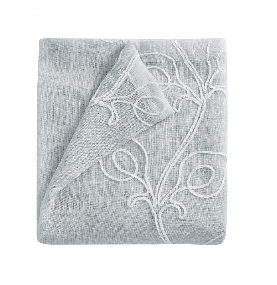 72" Gray Floral Faux Linen Shower Curtain With Embroidery HomeRoots