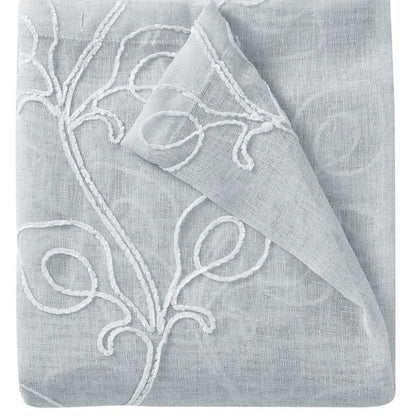 72" Gray Floral Faux Linen Shower Curtain With Embroidery HomeRoots