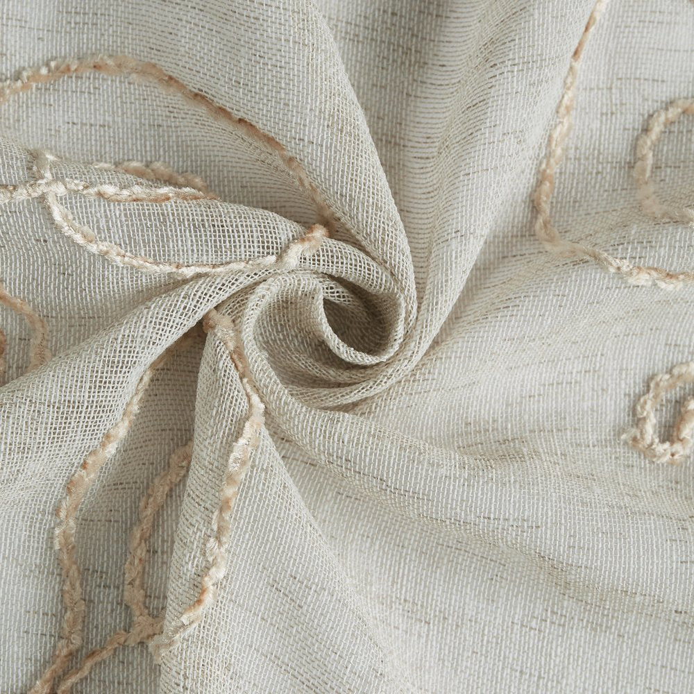 72" Ivory And Beige Embroidered Floral Shower Curtain — view 3