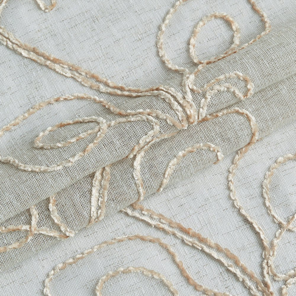 72" Ivory And Beige Embroidered Floral Shower Curtain — view 4