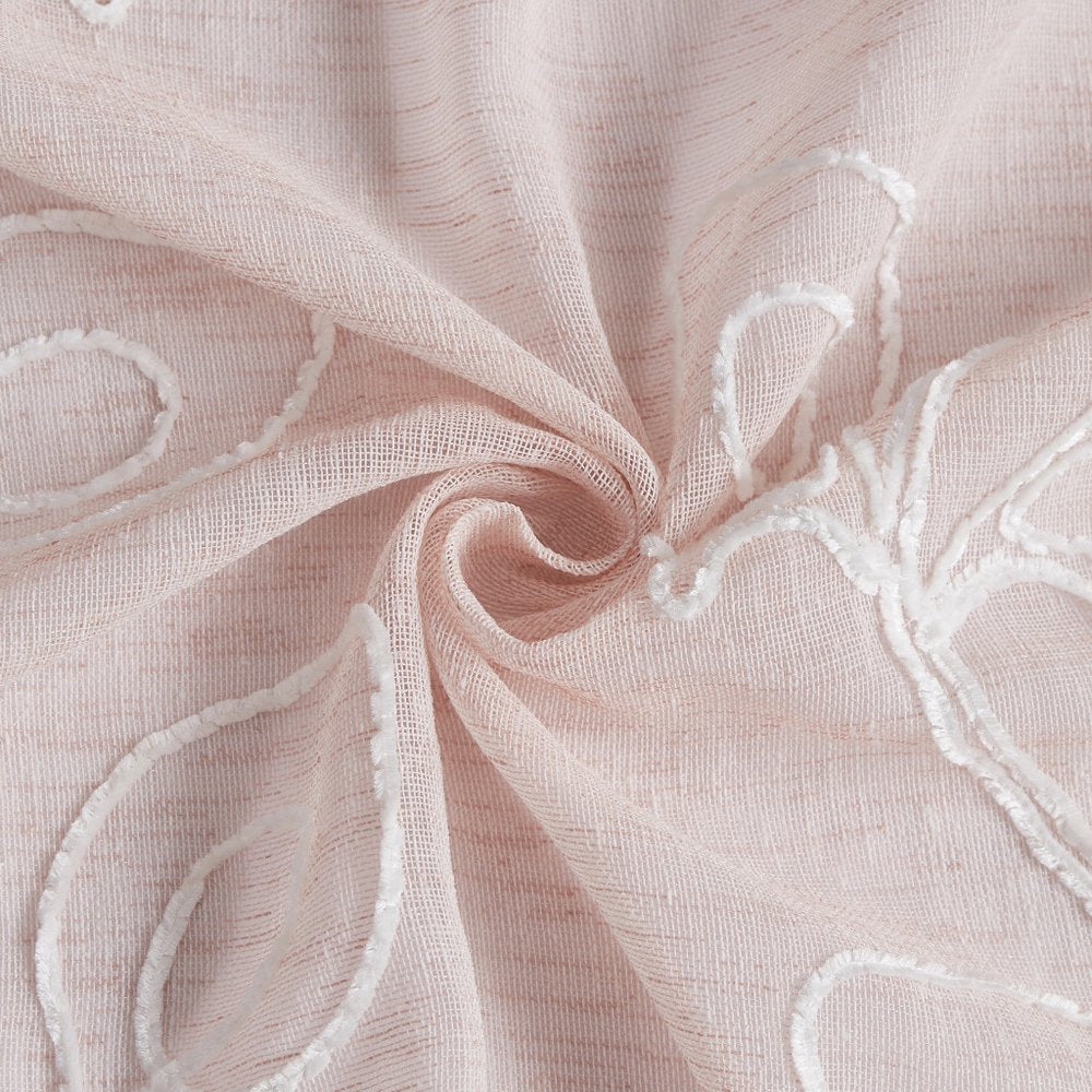 72" Blush And Ivory Embroidered Floral Shower Curtain — view 2