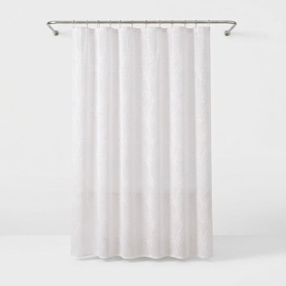 72" Blush And Ivory Embroidered Floral Shower Curtain
