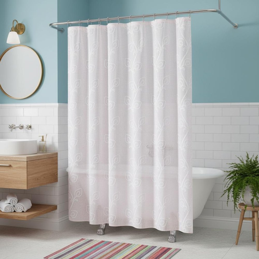 72" Blush And Ivory Embroidered Floral Shower Curtain — view 5