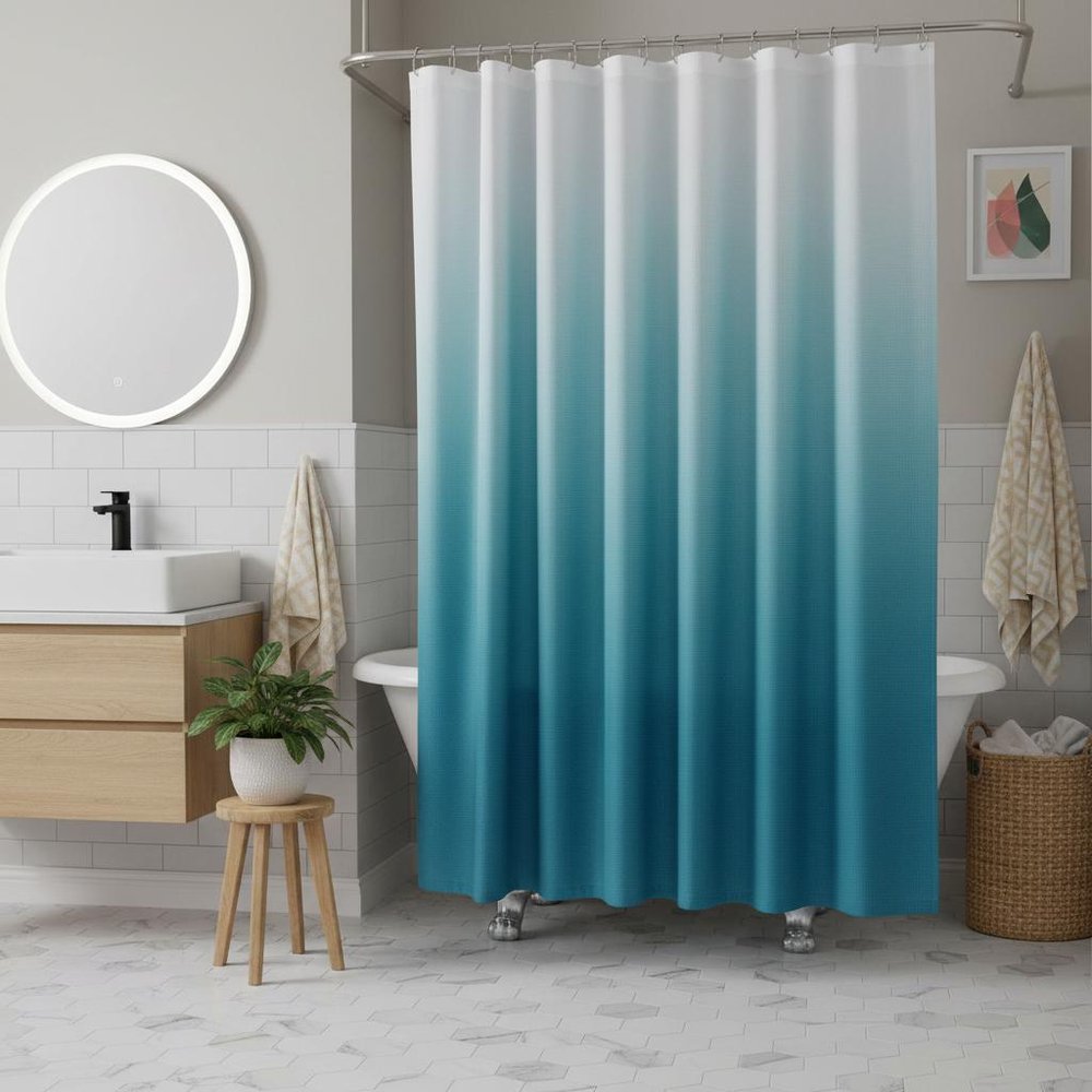 72" Blue And White Ombre Shower Curtain — view 5
