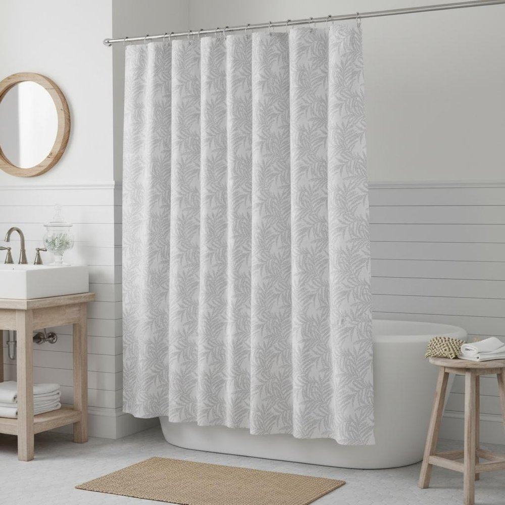 72" Off White And Silver Embroidered Floral Shower Curtain — view 4