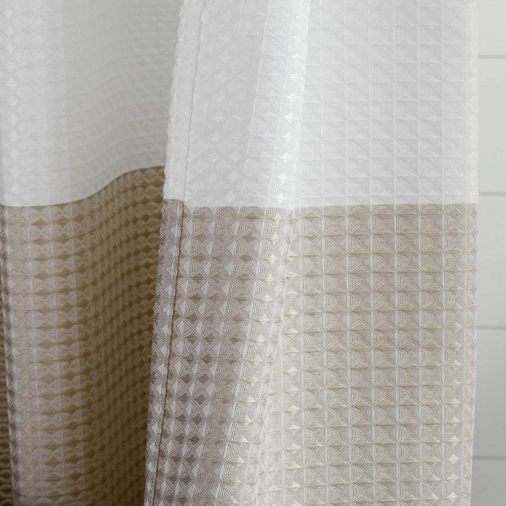 72" White And Taupe Striped Shower Curtain — view 1
