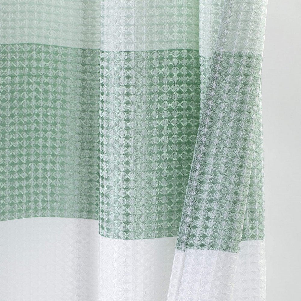 72" White And Green Striped Shower Curtain — view 1