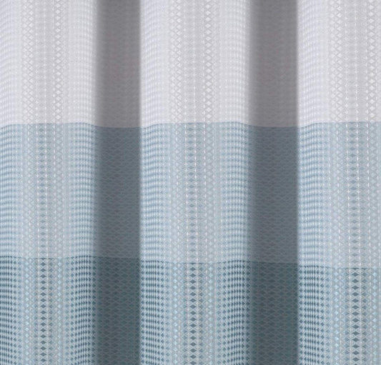 72" White And Blue Striped Shower Curtain