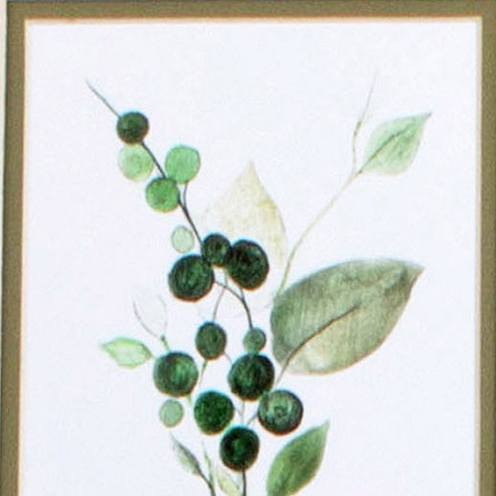 Set Of Two Sprigs in Green White Framed Print Wall Art HomeRoots
