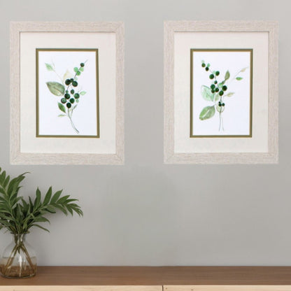 Set Of Two Sprigs in Green White Framed Print Wall Art HomeRoots