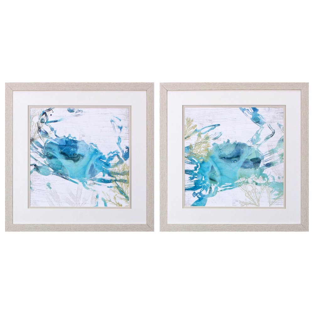 Set Of Two Jeweled Crustacean White Framed Print Wall Art HomeRoots