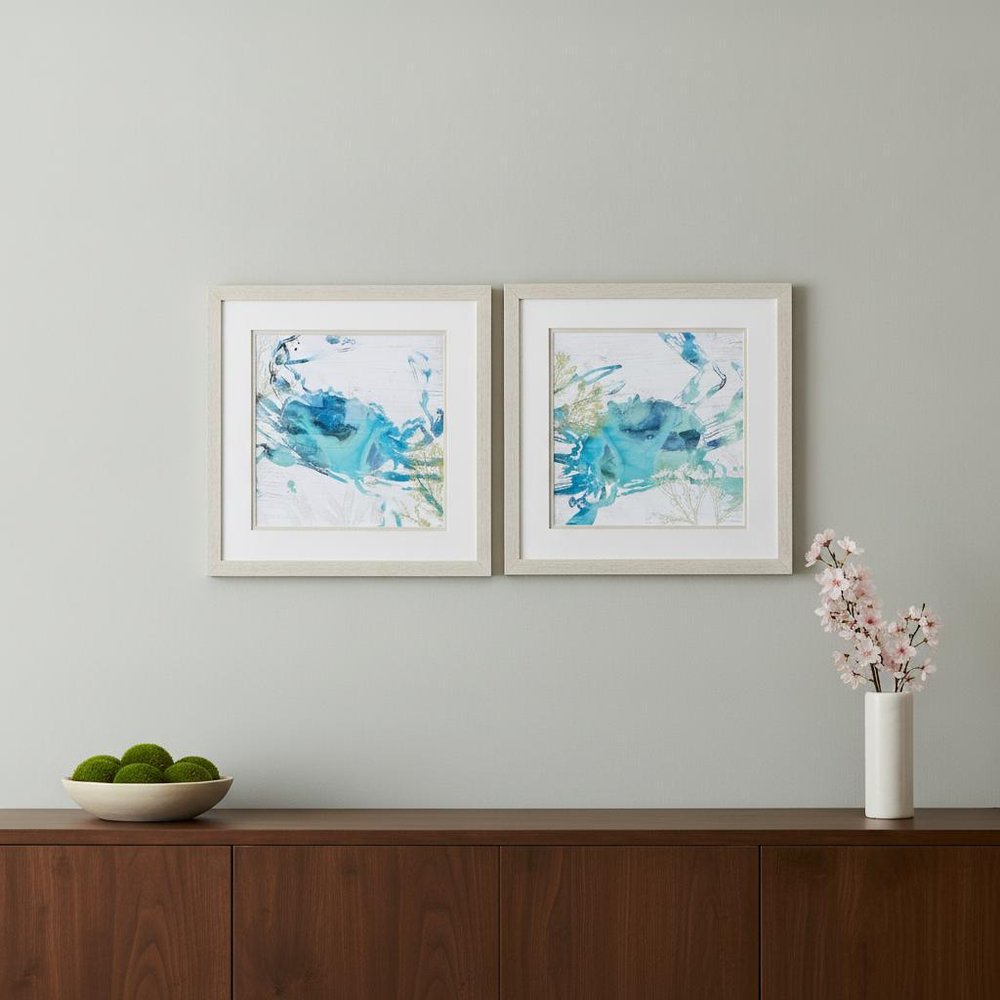 Set Of Two Jeweled Crustacean White Framed Print Wall Art HomeRoots