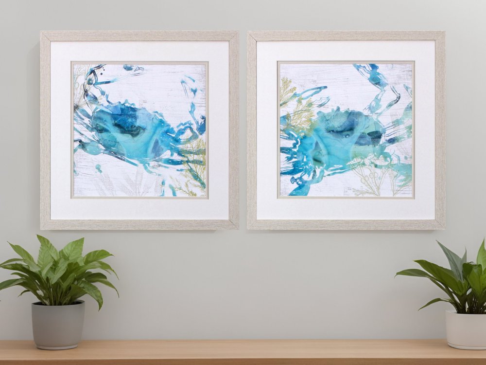Set Of Two Jeweled Crustacean White Framed Print Wall Art HomeRoots