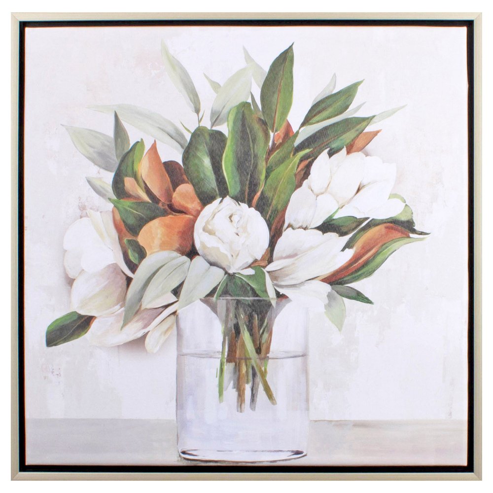 Magnolia Bouquet Silver Framed Print Wall Art HomeRoots