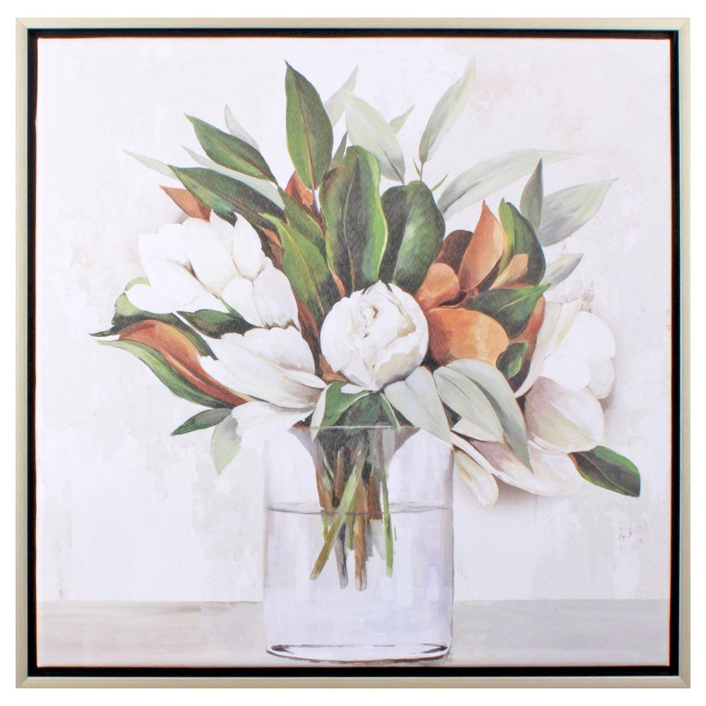 Magnolia Bouquet Silver Framed Print Wall Art HomeRoots