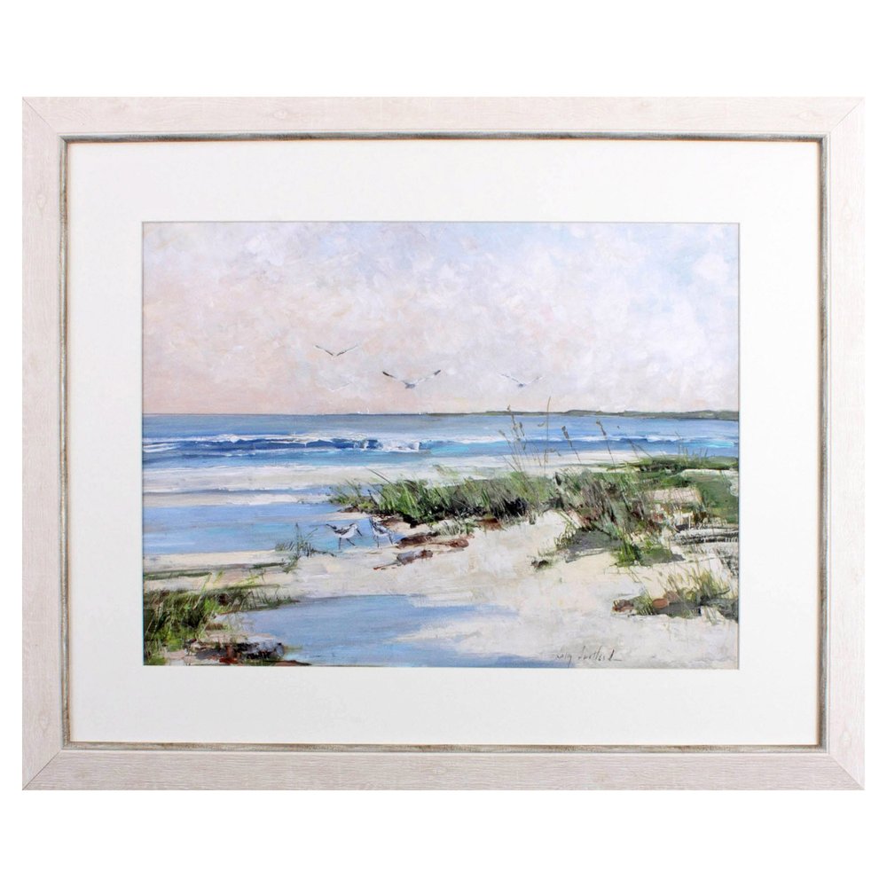Soft Morning Sea White Framed Print Wall Art HomeRoots