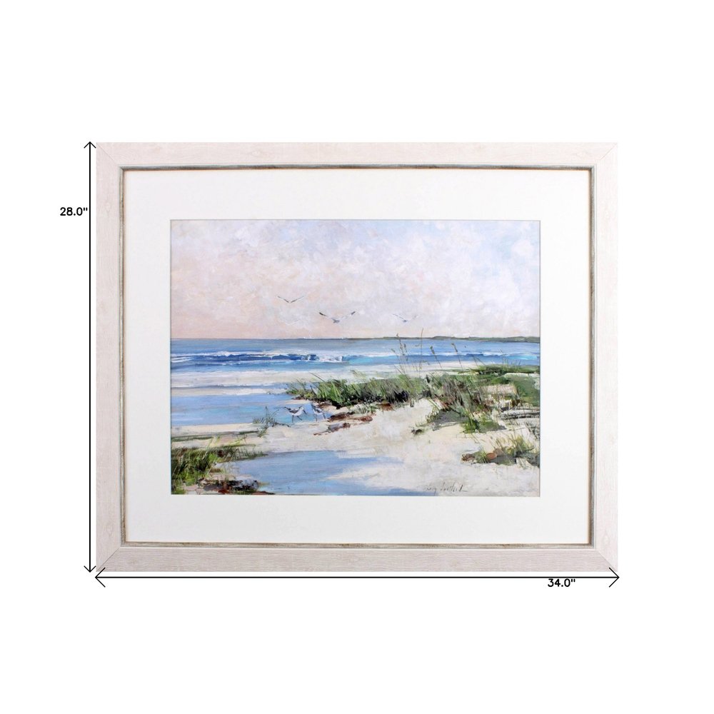 Soft Morning Sea White Framed Print Wall Art HomeRoots