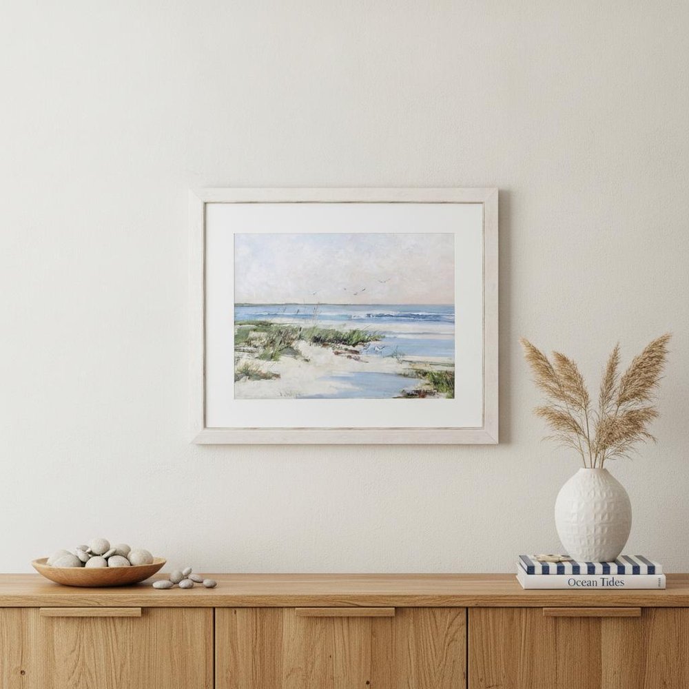 Soft Morning Sea White Framed Print Wall Art HomeRoots