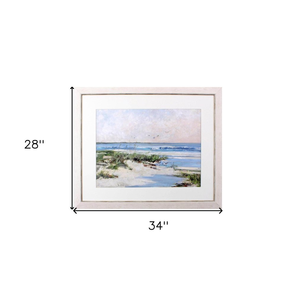 Soft Morning Sea White Framed Print Wall Art HomeRoots