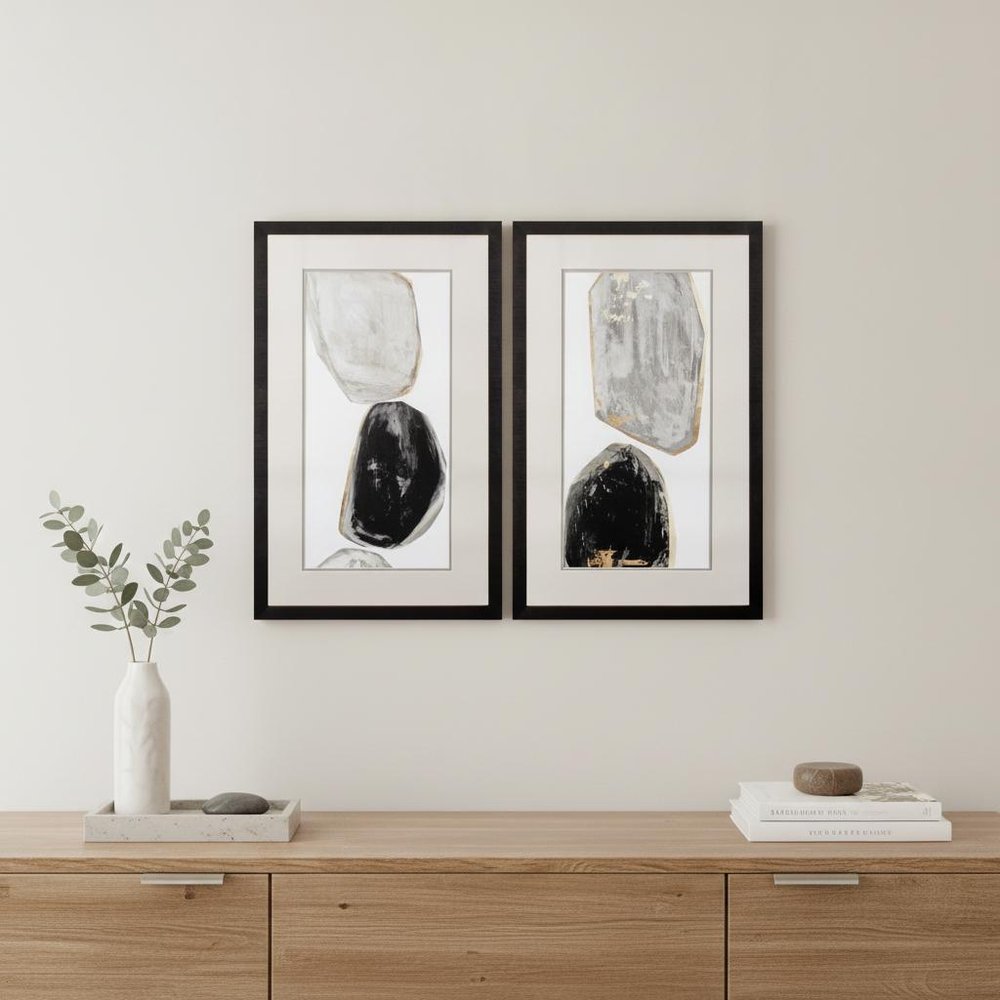 Set Of Two Stones Brown Framed Print Wall Art HomeRoots