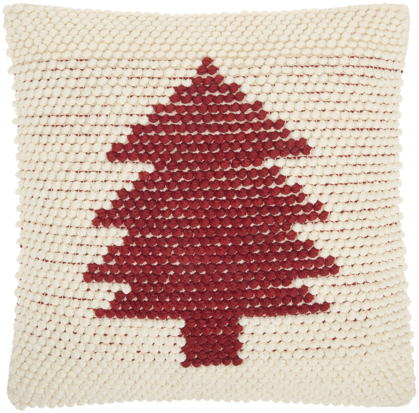 20" X 20" Ivory And Red Zippered Handmade Polyester Christmas Tree Throw Pillow FurniFindUSA