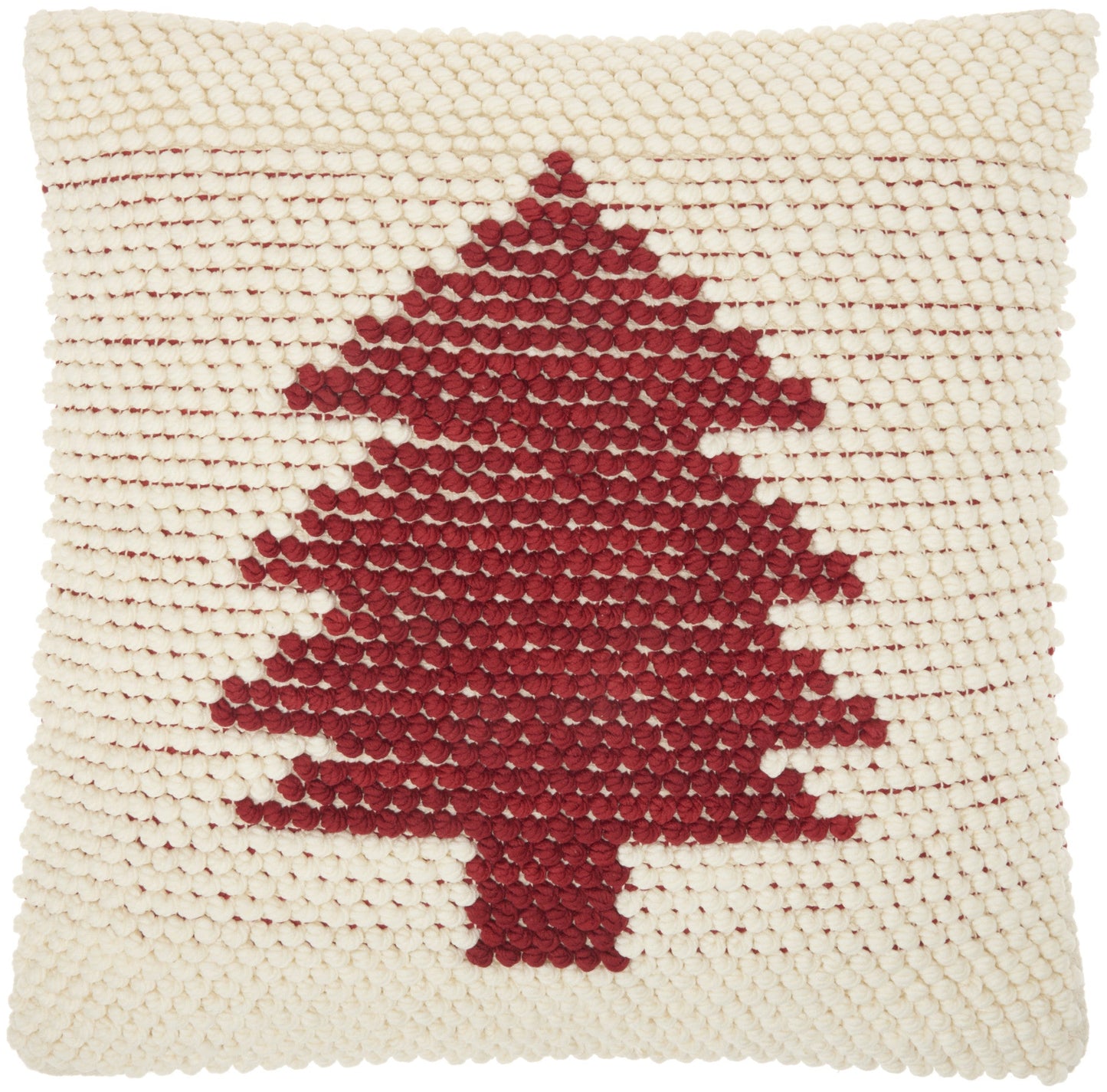 20" X 20" Ivory And Red Zippered Handmade Polyester Christmas Tree Throw Pillow FurniFindUSA