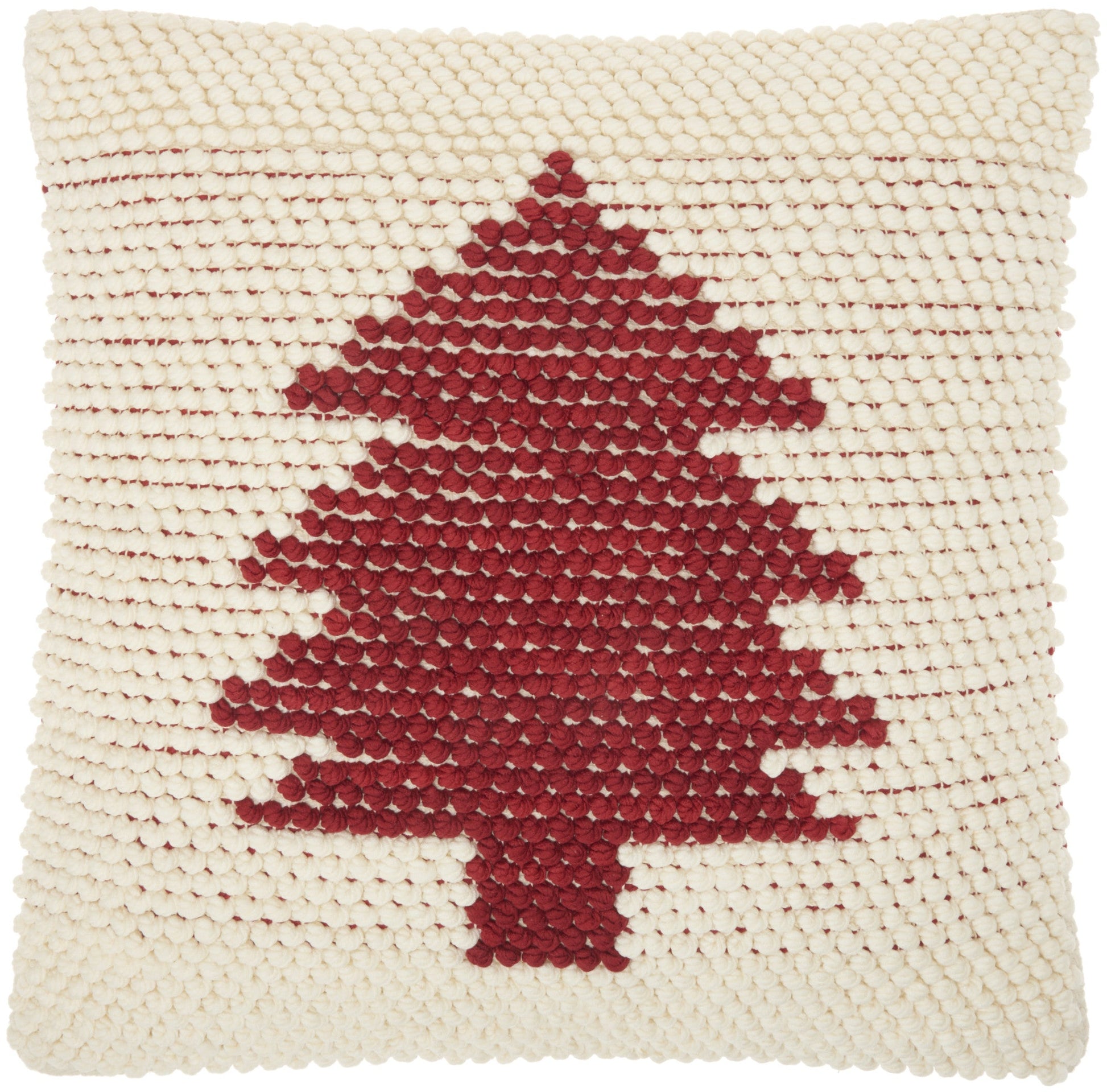 20" X 20" Ivory And Red Zippered Handmade Polyester Christmas Tree Throw Pillow FurniFindUSA