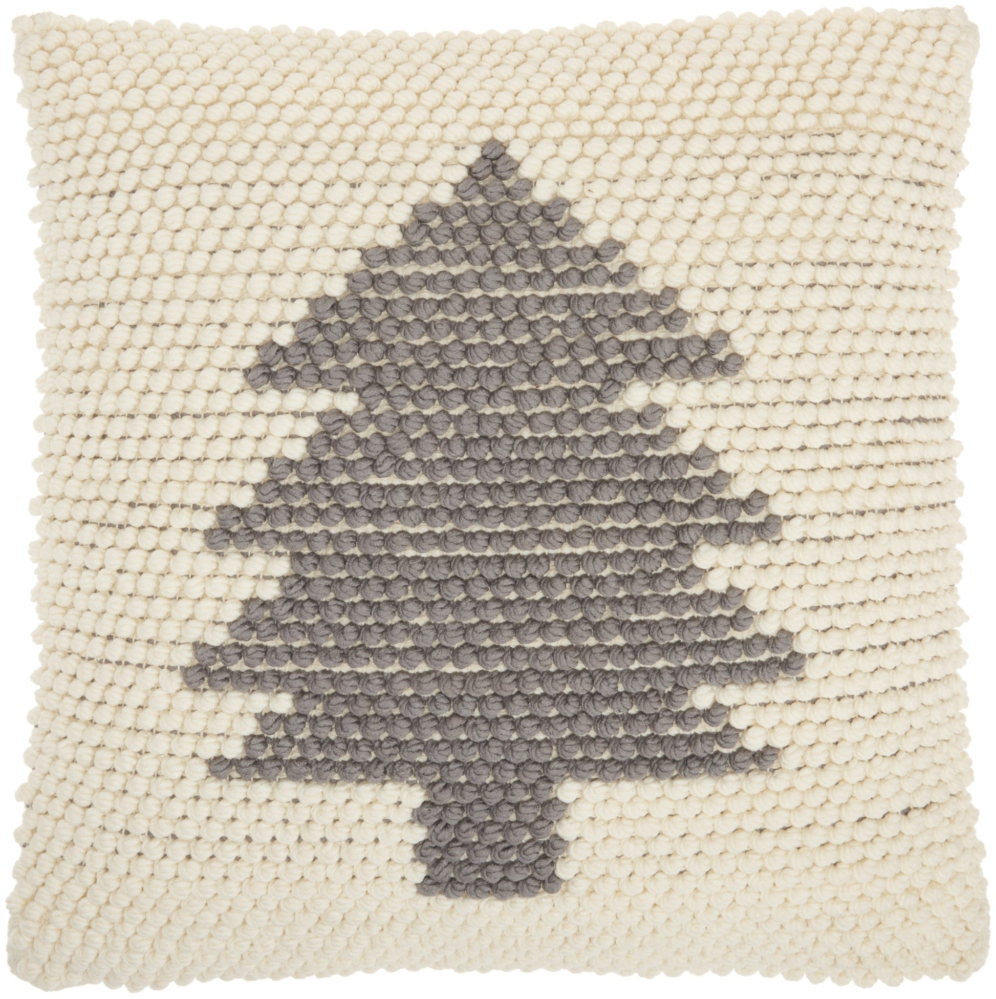20" X 20" Ivory And Grey Zippered Handmade Polyester Christmas Tree Throw Pillow FurniFindUSA