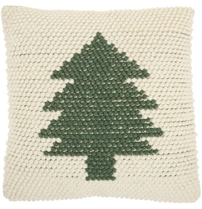20" X 20" Green And Ivory Christmas Tree Textural Throw Pillow FurniFindUSA